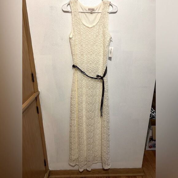 NWT Dress Barn maxi lace dress with belt size 10 - Picture 1 of 10